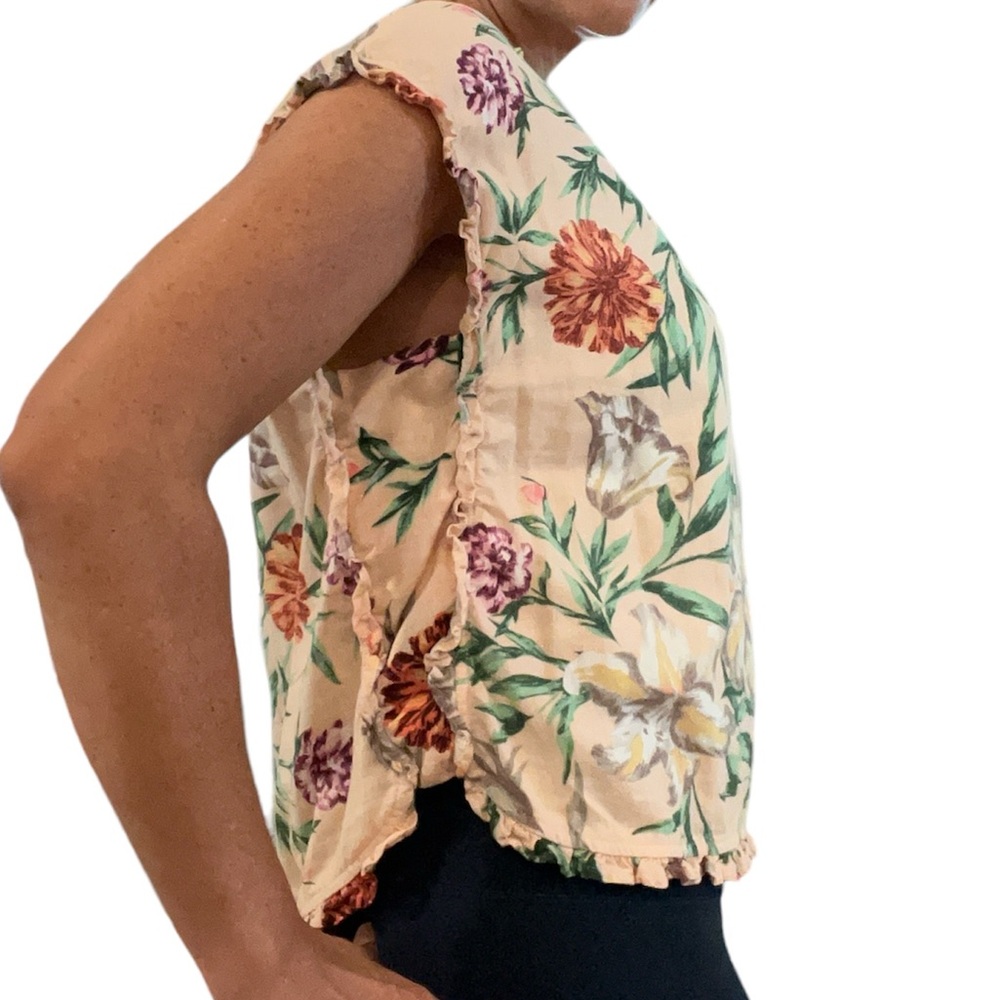 For Cynthia Ruffle Linen Top Size Medium - Picture 4 of 4